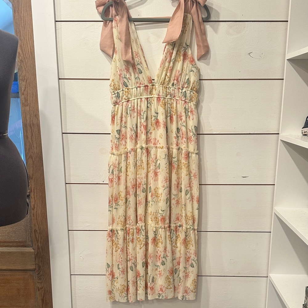 Floral Sleeveless Dress with Pink Accents
